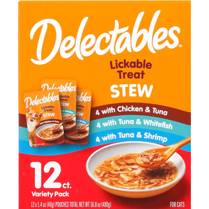 Hartz Delectables Stew Lickable Wet Cat Treats for Adult & Senior Cats, Variety Pack, 1.4 Ounce (Pack of 24) , Best By: 0c1.07.2027
