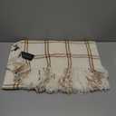 EverGrace Plaid Chenille Throw Blanket for Couch, Super Soft Cozy Decorative Windowpane Grid Plaid Throw with Tassels, Lightweight Chenille Knit Throw for Bed Sofa Gift, Cream & Beige 50"x60"