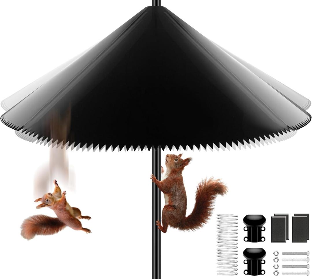 19-inch Squirrel Baffle,Wide Squirrel Proof for Bird Feeder PolePole-Mounted Guard for Outdoor BirdhousePlastic Squirrels Deterrent for Shepherd's Hook(Black) 1 Pack
