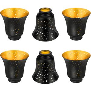 Ceiling Fan Light Covers, 6 Pack Pendant Light Shade Replacement with 1-5/8" Fitter, ALUCSET 4.5" Height and 4-3/4" Diameter, Metal Bell Shaped Cover for Chandelier Pendant Light Wall Sconces Series
