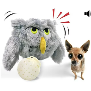 Dog Toy Interactive Plush Squeaky Electric Pet Toys, Battery Operated Auto Moving Ball, for Prevent Boredom (Owly)
