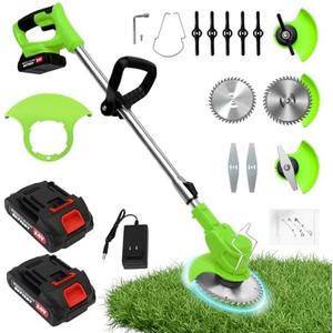 ALSO GO Electric Weed Wacker Grass Trimmer, 3 in 1 Weed Eater Battery Powered, Cordless Trimmer with 2pcs 24V Batteries, Stringless Lightweight Lawn Edger Brush Cutter for Lawn Garden Yard