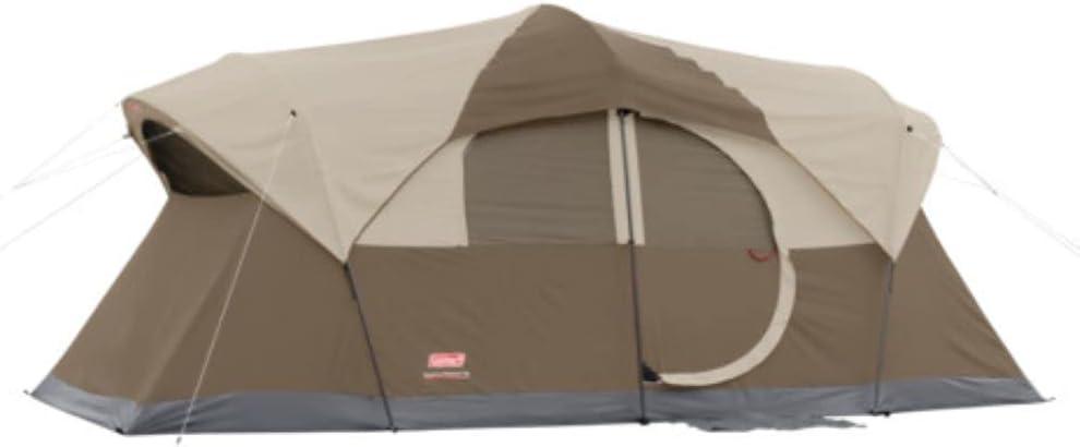 Coleman WeatherMaster 10-Person Camping Tent with Rainfly & Room Divider, Spacious Weatherproof Family Tent with Carry Bag