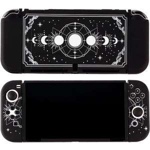 Case Shell Compatible with Nintendo Switch OLED Black Moon Phase Protective Cover for Nintendo Switch Joycon Controller Soft TPU Grip Dokable Case Carrying Cover Switch Accessories