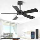 YYEHON 42 inch Ceiling Fans with Lights,Black Ceiling Fan with Light and Remote Control, Reversible, 3CCT, Dimmable, Noiseless, Small Ceiling Fan for Bedroom, Farmhouse, Indoor/Outdoor Use