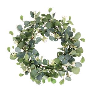 Consevisen Eucalyptus Wreath Spring Wreaths for Front Door, 20 Inch Artificial Green Door Wreaths with White Berries for Spring Summer All Season, Outdoor Indoor Home Porch Window Wall Farmhouse Decor