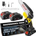 Mini Chainsaw Cordless 6 Inch, Electric Chain Saw, Portable Handheld Small Chainsaw, Battery Powered Hand Saw With Security Lock for Trees Branches Trimming Wood Cutting (Seniors Friendly)