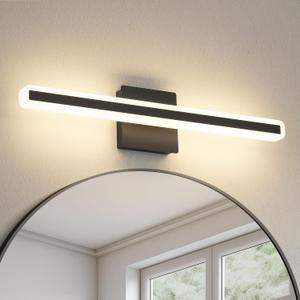 JUSHENG Black Vanity Lights for Bathroom, 5CCT Dimmable Bathroom Light Fixtures Over Mirror, Modern LED Vanity Light Bar Above Mirror 24'' Inch 20W