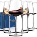 Physkoa Wine Glasses Set 6-18oz-LeadFree Wine Glass with Long Stem,Clear Stemmed Wine GlassesHandBlown Glassware Crystal Wine Gifts for Women Birthday Wedding