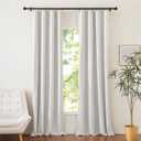 NICETOWN 100% Absolutely Blackout Linen Curtains 108 inch Length with Thermal Insulated White Liner, Off White, 52" W, 2 Pieces, Noise Reducing Textured Linen Look Windows Drapes for Classroom