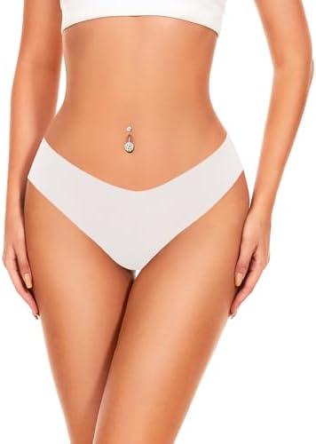 Acvvtis Seamless Thongs - No Show Underwear Pack - Breathable Panties for Women - Colorful 6 Thongs, Set of 2, L