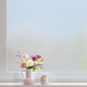 DOWELL Window Privacy Film, Frosted Glass Window Film, Static Cling Non-Adhesive Glass Clings, Sun Blocking Opaque Coverings, Reusable Door Stickers for Bathroom Home Office, Pure, 17.5" x 78.7"