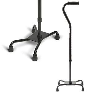 Medline Aluminum Quad Cane with Large Base for Balance, Knee Injuries, Leg Surgery Recovery & Mobility, Portable, Lightweight Walking Aid for Seniors & Adults, 38"