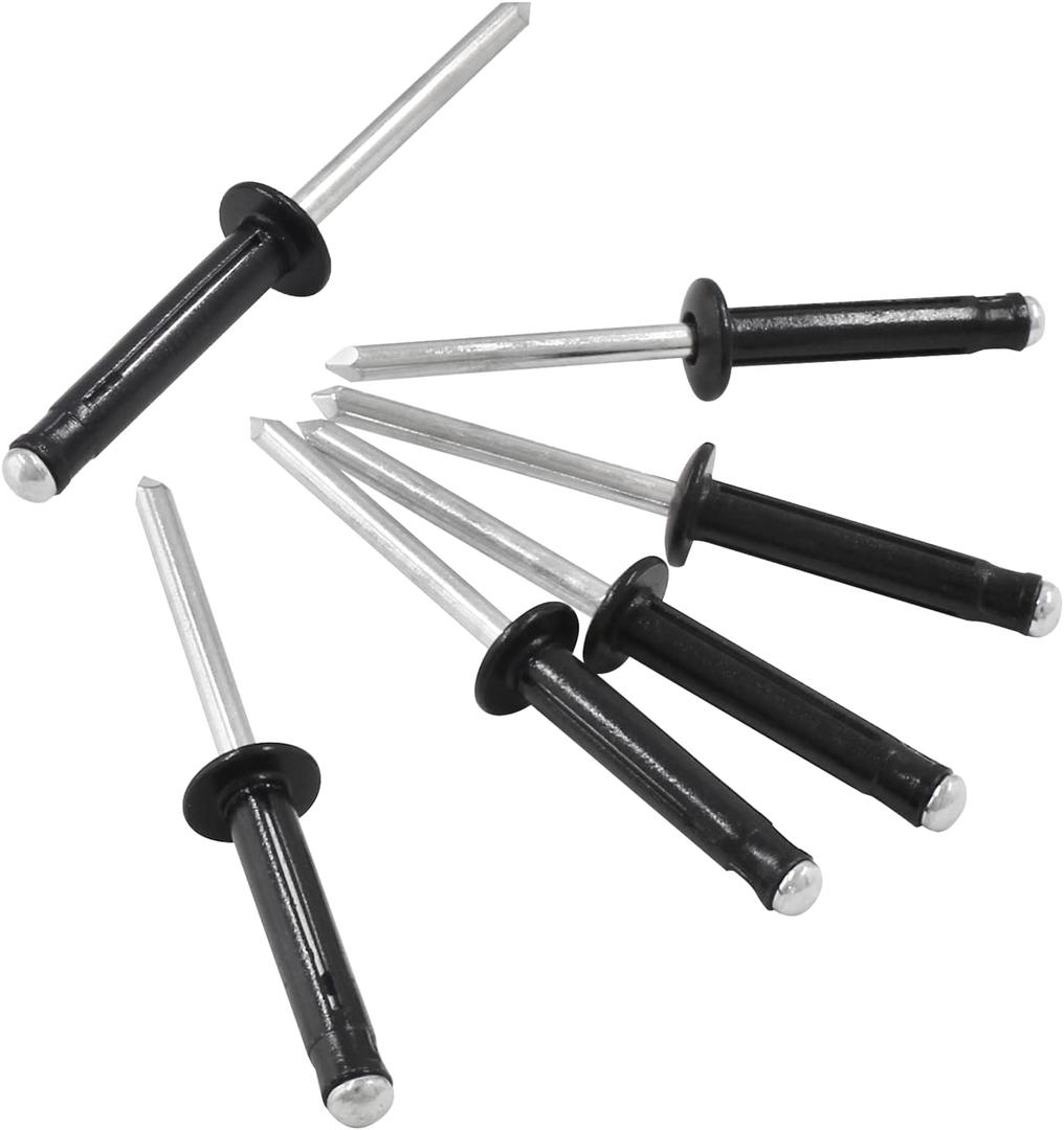 60 Pcs 3/16" x 1" Tri-Fold Exploding Pop Rivets, Aluminum Large Head Blind Rivets (Black)