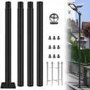 13FT Outdoor Solar Street Light Pole, Heavy Duty Galvanized Steel Lamp Post with Rebar Base, Waterproof for Backyard, Parking Lot, Walkway, Patio, Garden