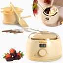 Chocolate Melting Pot, Electric Candy Melter with 2 Silicone Bowls, 17.6 OZ (500 ml) Fondue Pot Set & Chocolate Warmer Set for Dipping Cheese, Candy, Cake Pop, Home Fondue Parties Essential Supplies (Cream)