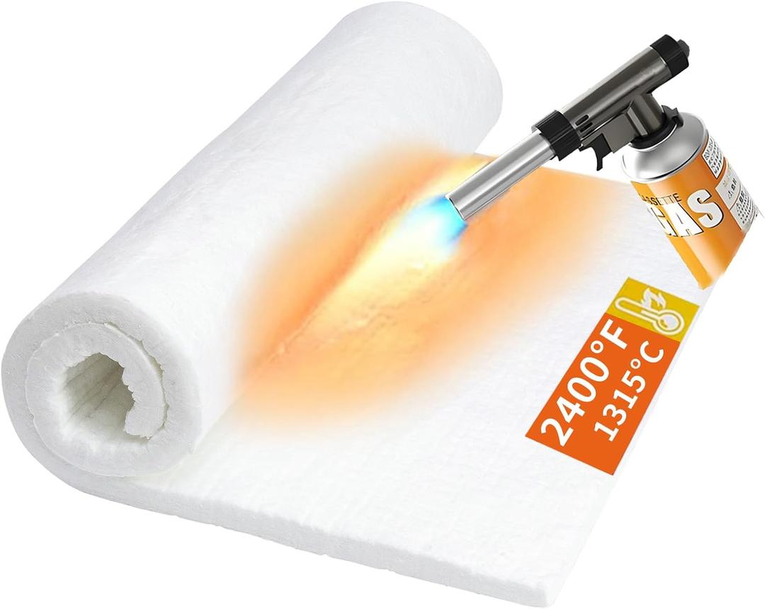 High-Temperature 2400F Ceramic Fiber Insulation Blanket 39.4"24"0.8"(Thick) - Fireproof & Heat Resistant for Dishwashers, Wood Stoves, Kilns, Forges, Furnaces, Fireplaces, Foundries, Pizza Ovens