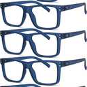 Eyekepper 5-pack Oversized Reading Glasses Square Large Frame Readers for Men and Women - Blue +4.00