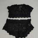 Avidlove Plus Size Lingerie Plus Floral Lace Scallop Trim Lingerie Set Deep V Allover Lace Bra Panties Set Sexy Clubwear (14W, 1 Black)