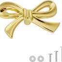 8 Pack Brushed Gold Bow Dresser Knobs, Small Decorative Cabinet Drawer Pull Handles for Girls Bedroom and Nursery Room Decor