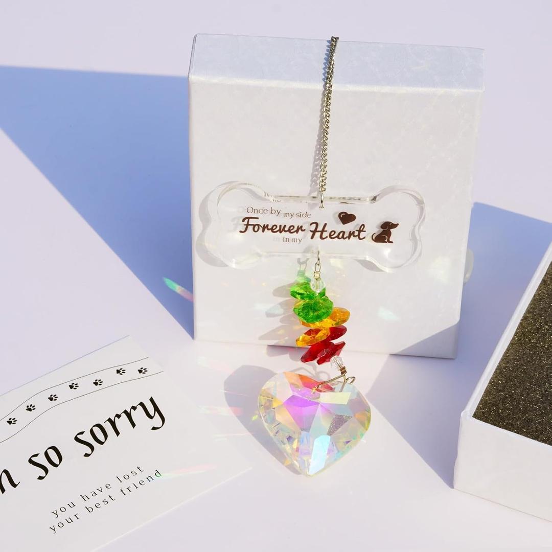 Dog Memorial Suncatcher Passing Away Gifts for Loss of Dogs Bereavement Gifts Dogs Loss of Dog Sympathy Gift Unique Pet Condolence Gift Ideas Clear Crystal Ball Indoor Window Charms Hanging