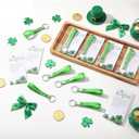 Misdary 25 Sets St. Patrick's Day Gifts Bulk Silicone Shamrock Keychains Good Luck Four Leaf Keychain with Lucky Card for Irish St Patricks Party Favors Employee Coworker