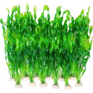 Ameliade 12 PCS Aquarium Artificial Seaweed Decorations 12 Inch Tall Plastic Plants Decor Large Fish Tank Accessories