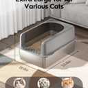 Stainless Steel Cat Litter Box, Extra Large High Sided Litter Boxs for Big Cats, XL Metal Litter Box with Lid, Non Stick, No Smell, Easy to Clean, Included Scoop