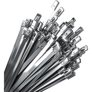 Stainless Steel Zip Ties 100PCS 11.8 Inch Heavy Duty Metal Self Locking Cable Ties for Chain Link Fence, Exhaust Wrap, Thermal Insulation, Outdoor, Industrial Use