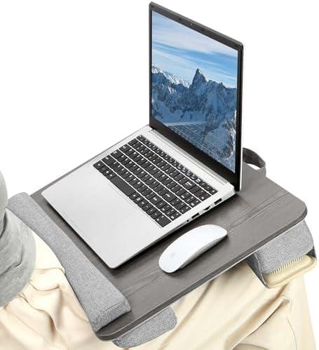 Vorshape Large Home Office Lap Desk - Cooling in Summer & Warming in Winter - Soft Cushion Portable Wooden Black Lap Desk Fits Up to 17" Laptop, 21.6" W x 14.6" D x 3.1" H