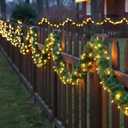 49 ft Christmas Outdoor Garland with Lights Artificial with 160 LED Light Pine Garland Soft Greenery for Christmas Outdoor Indoor Decoration Holiday Party Stairs Wall Fireplace Porch