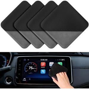 Hahafelt 4 Pcs Car Screen Cleaner Car Touch Microfiber Screen Cleaner Cloth Cleaning Wipes Interior Pad for Vehicle Dashboard LCD Accessories 4.13×4.13 Inches(Square)
