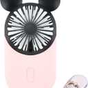 Cute Handheld Mini USB Fan, Rechargeable Portable Fan, 3 Adjustable Speeds and Wearable Accessories, Pocket Size for Indoor Or Outdoor Activities (Pink)