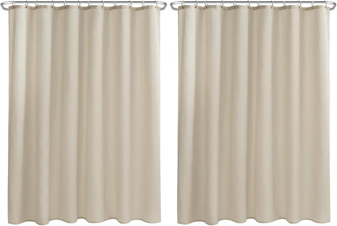 Nasitos Fabric Shower Curtain Liners 2 Pack - W72 x H72 - Washable & Water Resistant Lightweight Cloth Shower Liner for Bathroom, Soft Hotel Quality, Standard Size (Beige, 4 Magnets Included)