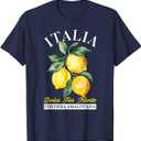 Italy Amalfi Coast Lemon Souvenier Italia T-Shirt (Small, Navy Blue)