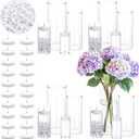 20 PCS White Floating Candles and 16 PCS Glass Vases for Centerpieces with 400 Fake Ice Acrylic Rocks Vase Filler Floating Candle Centerpieces for Tables Party Wedding Home Decoration