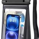 Large Floating Waterproof Phone Pouch [with Sealing Strip], Cell Phone Dry Bag for iPhone 16 15 14 13 12 Pro Max Galaxy Google All Devices, Float Waterproof Bag for Beach Vacation Black (Large (Up to 8.5"))