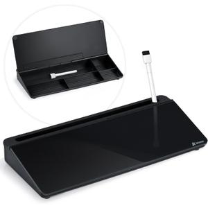 Varhomax Desktop Whiteboard with Storage, Desk Organizer Dry Erase Glass White Board to-do List Memo Notepad for Home Office and School Supplies (Black)