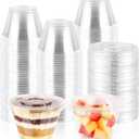 50 Sets 7 oz Clear Plastic Cups with Lids No Hole, Fruit Cups with Lids, Disposable Cup for Dessert, Parfait, Ice Cream, Yogurt, Pudding, Cake, Cold Drinks, Smoothie and Snacks