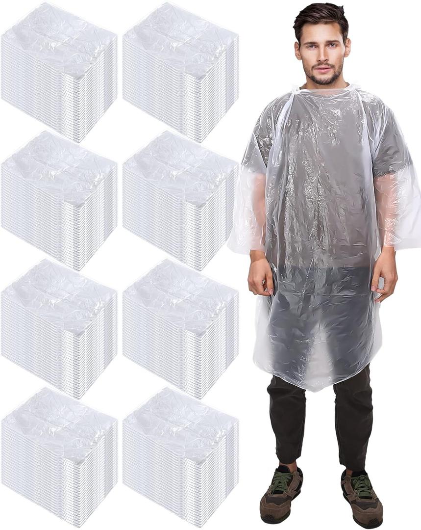 JaGely 120 Pack Disposable Rain Poncho for Adult Family Bulk Wedding Homeless Gift Emergency Travel Hooded Outdoor Raincoat (Clear)