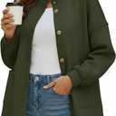 Disamer Jackets for Women Fall Fashion 2026 Casual Bomber Jacket Varsity Lantern Long Sleeve Outerwear Button Down Coat (Green, M)