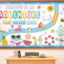 Summer Bulletin Board Decorations Set Reading is an Adventure June July Classroom Decorations Flamingo Books Paper Cutouts with Border for Summer VBS Back to School Library Home Chalkboard Wall Decor, 59.1" x 35.4"