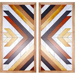 Aztec Wall Decor Set – Wooden Western Wall Art, Framed Boho Rustic Native American Hangings, Vintage Navajo Tribal Decorations for Country Living Room or Bedroom