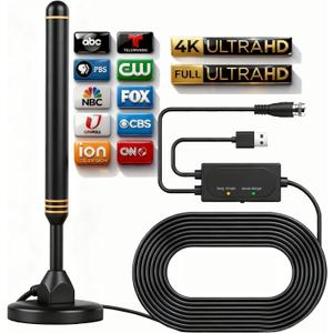 TV Antenna Indoor Antenna for Smart TV for Long Range Reception and All Smart TVs HD Digital Antenna with Amplifier Signal Booster for Local Channels Supports 4K 1080p-Orange