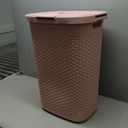 Mind Reader Slim Laundry Hamper with Lid, 60L Tall Clothes Basket, Narrow Tapered Design for Bathrooms, Closets and Laundry Rooms, Plastic, Pink (1 Piece)