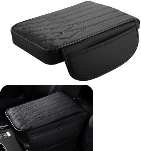 Nowkont 2 PC Car Center Console Cover, 8.66In x 12.59In x 1.96In Side Pocket Design, Waterproof Leather Vehicle Arm Rest Cushion, Universal Automotive Consoles Hand Rest Pillow (Black)