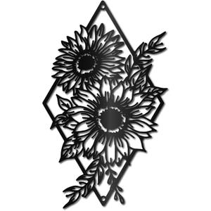 CREATCABIN Sunflower Wall Decor Black Metal Wall Art Flower Floral Rustic Sign Hanging Sculpture for Home Indoor Outdoor Farmhouse Bathroom Living Room Office Garden Kitchen Decorations 11.8 x 7 Inch
