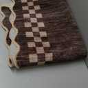 GarveeHome Scalloped Round Rug 4ft Modern Solid Color Circle Rugs Non Slip Low Pile Living Room Throw Carpat Washable Bedroom Scalloped Round Area Rug Stain Resistant Bordered Rug for Kitchen, Brown