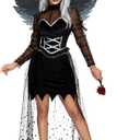 Spooktacular Creations Women Fallen Angel Costume, Halloween Adult Dark Angel Dress for Halloween Costume Cosplay Party L