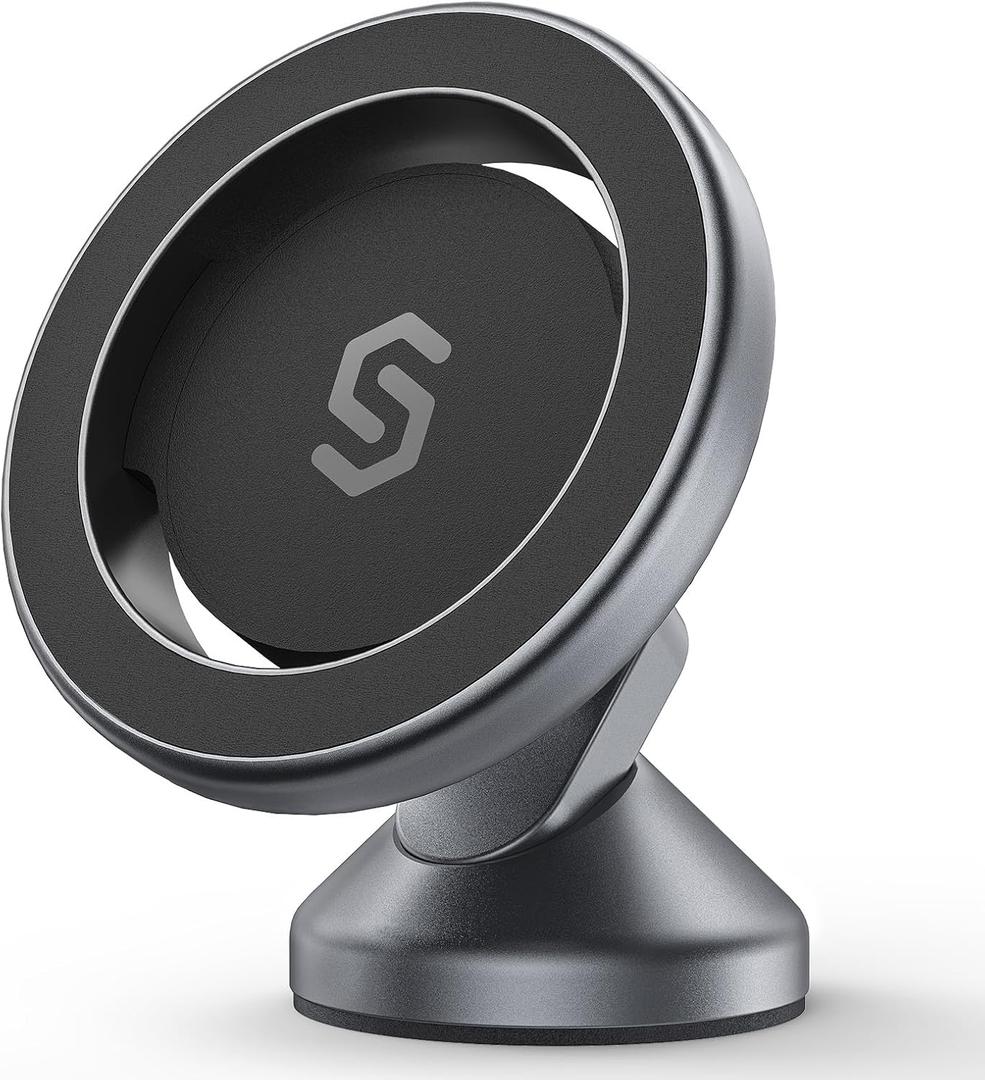 SYNCWIRE for MagSafe Car Mount - 360 Rotation Magnetic Phone Holder for Car Dashboard, Strong Magnets Car Phone Holder Mount Compatible iPhone 16 Pro Max 15 14 13 12,Samsung - MagSafe Car Accessories (Space Gray)